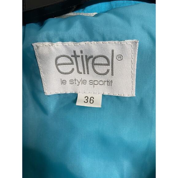 VINTAGE ETIREL Bright Turquoise One Piece Snow Ski Suit Women’s Size 36 / 6-8 - Picture 6 of 12